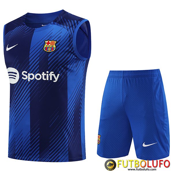 Nuevas Camiseta Entrenamiento Sin Mangas Cortos FC Barcelona Azul