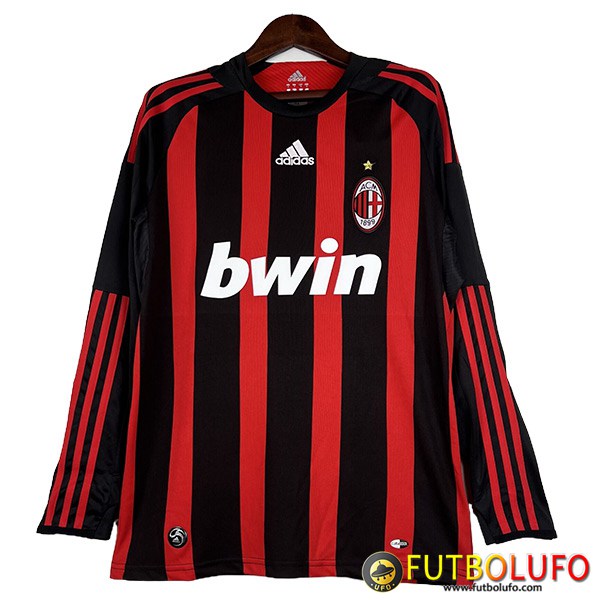 Mejores Camisetas De Futbol AC Milan Retro Manga Largas Primera 2008 2009