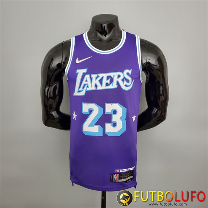 Nueva Camisetas Los Angeles Lakers (James #23) Púrpura 75th Anniversary ...