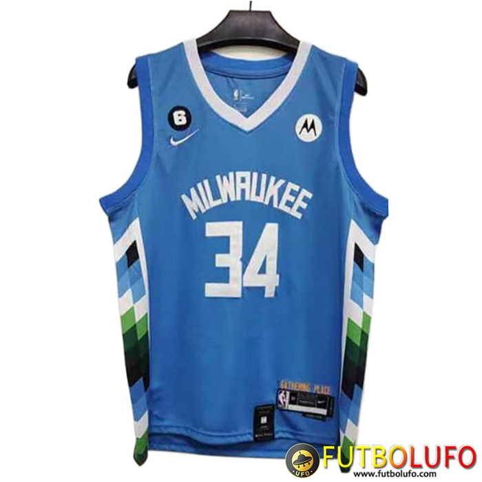 Crea Tu Camisetas Milwaukee Bucks (ANTETOKOUNMPO #34) 2022/23 Azul