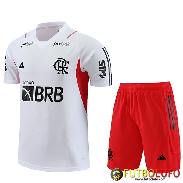 Donde Comprar Camiseta Entrenamiento + Cortos Flamengo Blanco 2023/2024 -03